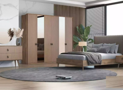 Set Bed 2x Bedside tables Dressing table Bedroom 6-piece Design Modern